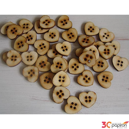 Fatábla felirat, Fa figura Fa gomb szív 3cm 30db/cs