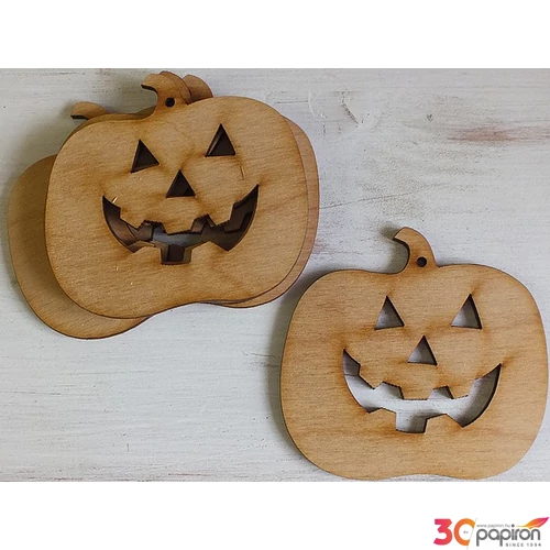 Fatábla felirat, Fa figura Halloween tök 9x9cm 5db/cs