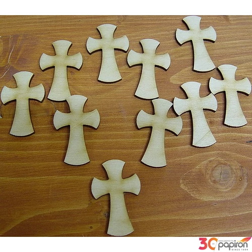 Fatábla felirat, Fa figura kereszt 5x3 cm 10db/cs