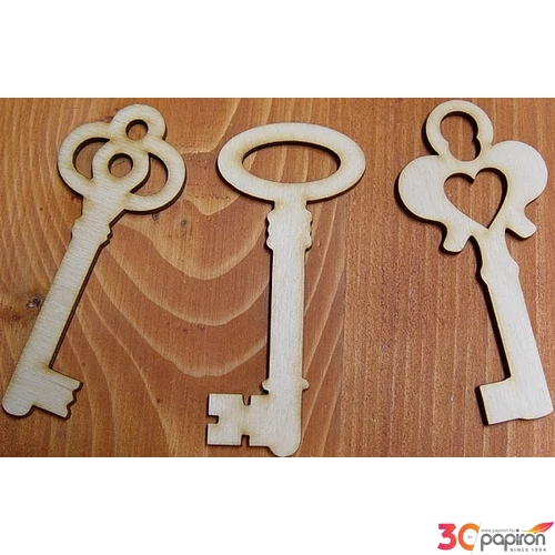 Fatábla felirat, Fa figura kulcsok vegyes 10cm 3db/cs