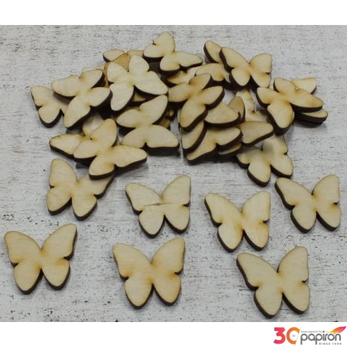 Fatábla felirat, Fa figura lepke 2, 5cm 30db/cs