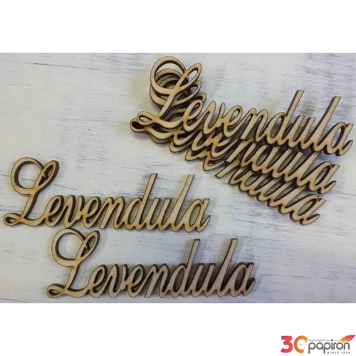 Fatábla felirat, Fa figura Levendula 9, 5cm 5db/cs