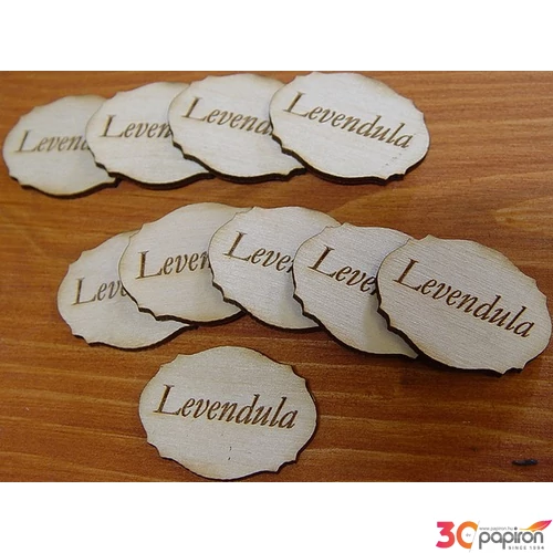 Fatábla felirat, Fa figura Levendula tábla 3x4cm 10db/cs