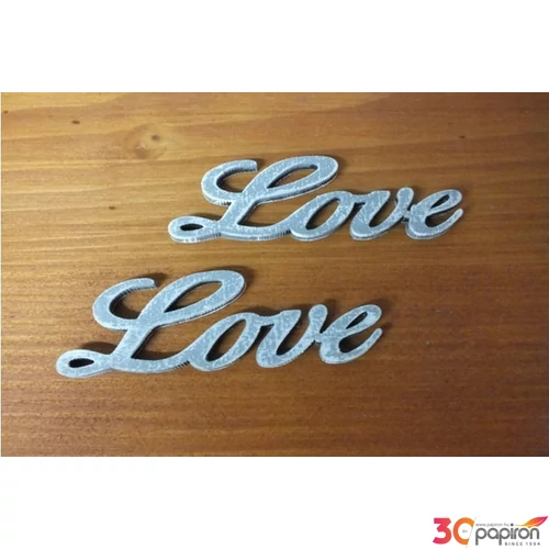 Fatábla felirat, Fa figura Love felirat szürke 8cm 2db/cs