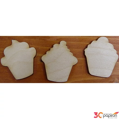 Fatábla felirat, Fa figura muffinkicsi 4x4, 5cm 9db/cs