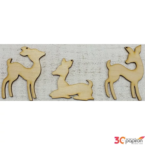 Fatábla felirat, Fa figura őzikék 5, 5x8cm 3db/cs