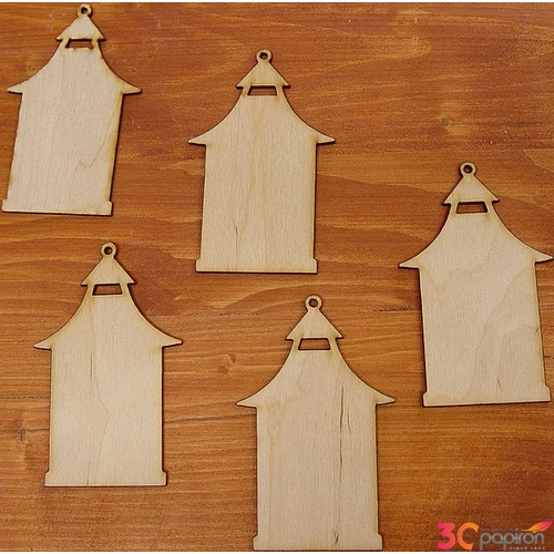 Fatábla felirat, Fa figura pagoda 10cm 5db/cs