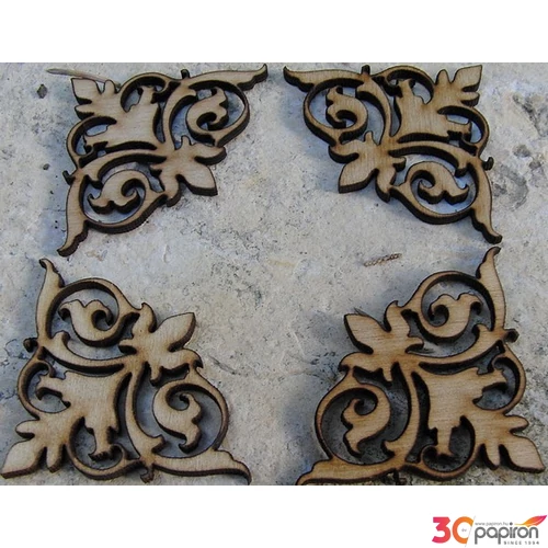 Fatábla felirat, Fa figura sarokdísz 5cm 4db/cs