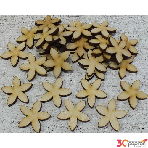 Fatábla felirat, Fa figura százszorszép virág 3cm 30db/cs