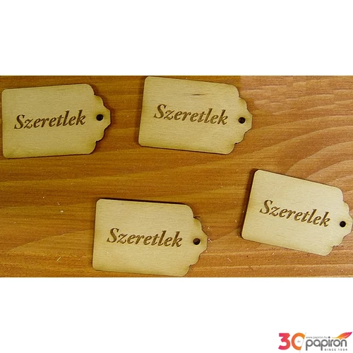 Fatábla felirat, Fa figura Szeretlek 3x4, 5cm 10db/cs