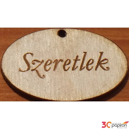 Fatábla felirat, Fa figura Szeretlek táblácska ovál 2, 5x4cm 10db/cs