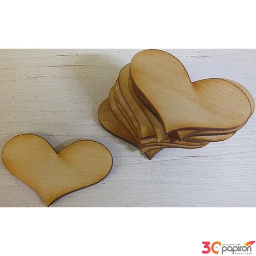 Fatábla felirat, Fa figura szív 3x5cm 10db/cs