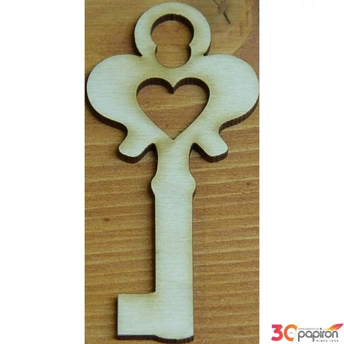 Fatábla felirat, Fa figura szíves kulcs 4, 5x10cm 5db/cs