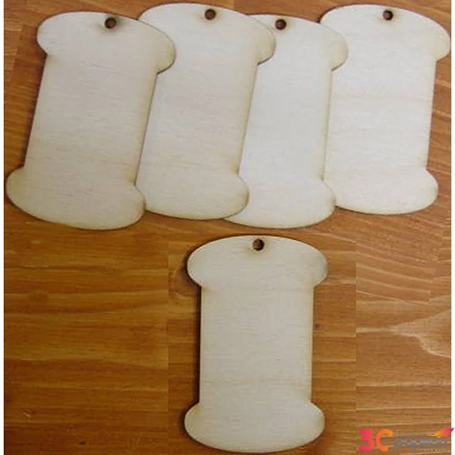 Fatábla felirat, Fa figura tábla orsó forma 6cmx9cmx3mm 5db/cs