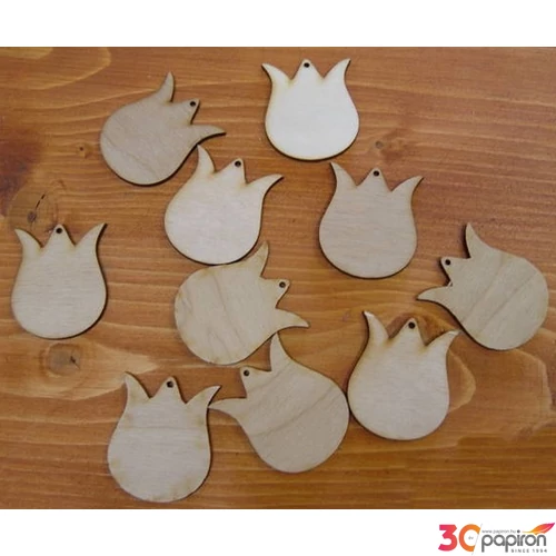Fatábla felirat, Fa figura tulipán 5cm 10db/cs