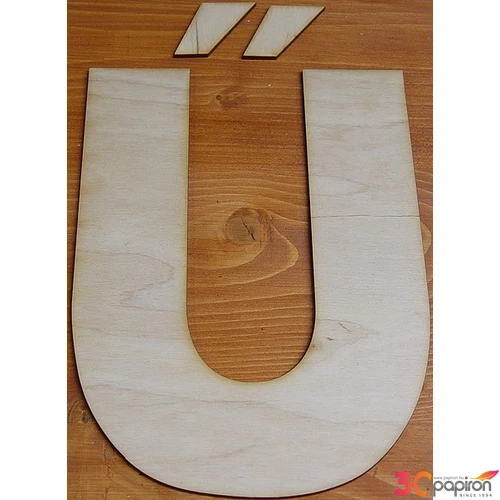 Fatábla felirat, Fa figura Ű Fa betű 24cm