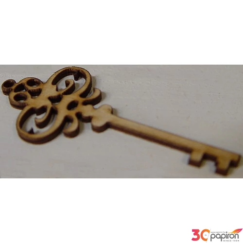 Fatábla felirat, Fa figura vintage kulcs 3, 5x8cm 5db/cs