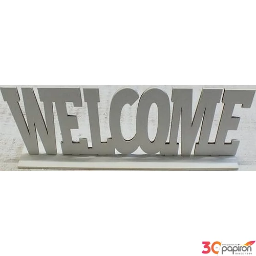 Fatábla felirat fehér WELCOME talpas 25x10cm