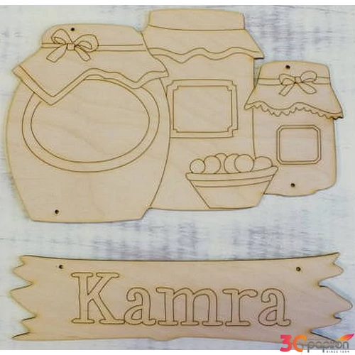 Fatábla felirat Kamra rajzos figurákkal 25x21cm