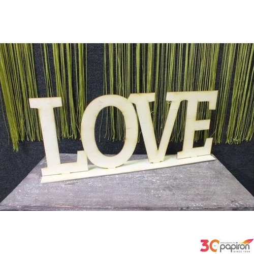 Fatábla felirat LOVE" felirat fehér, talppal 50cm