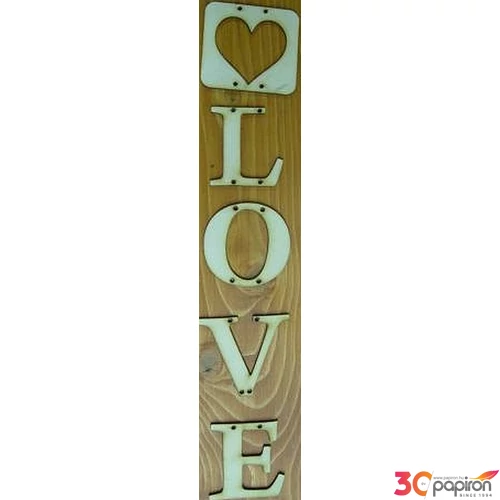 Fatábla felirat Love szívvel 30x6cm