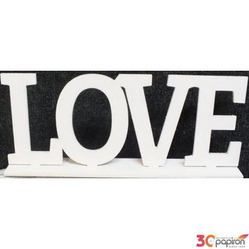 Fatábla felirat LOVE talppal fehér 25cm