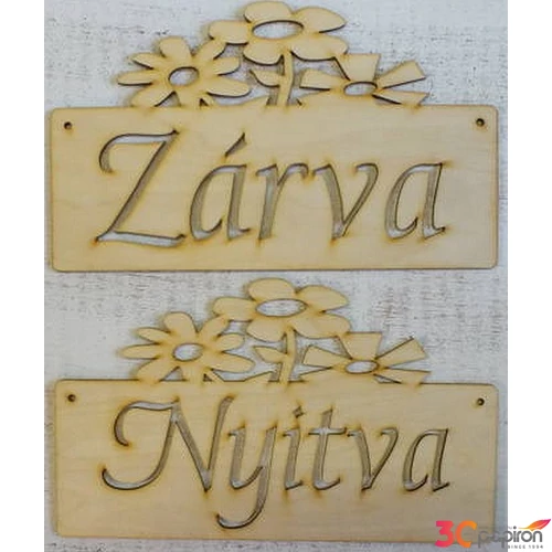 Fatábla felirat Nyitva "Zárva" 15x25cm