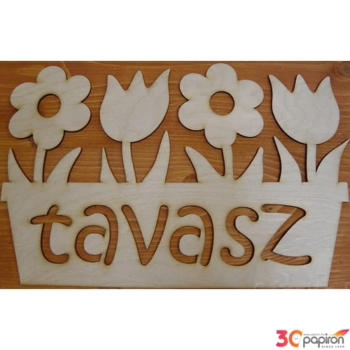 Fatábla felirat Tavasz virágokkal 22x34cm