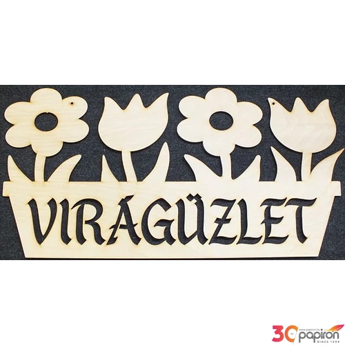 Fatábla felirat Virágüzlet virágokkal 75cm