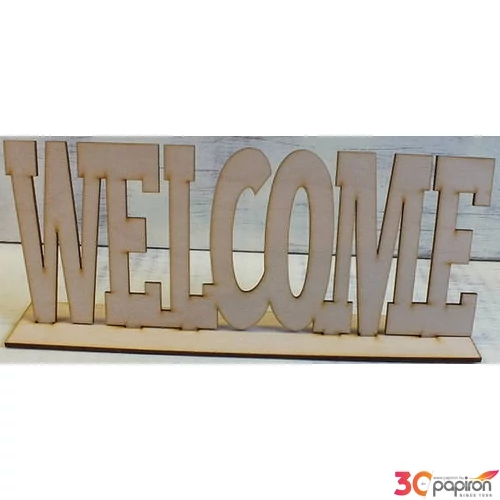 Fatábla felirat WELCOME talpas 25x10cm