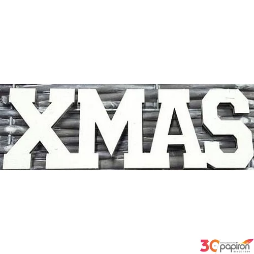 Fatábla felirat Xmas felirat fehér 15cmx5cm
