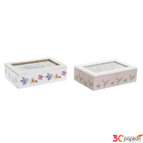 Fa teafilter tartó doboz 5 rekeszes, 23x15x7cm, 2 féle