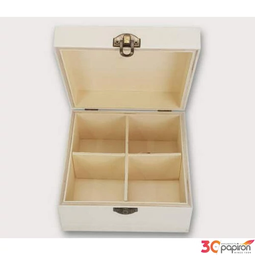Fa teás doboz 15x15cm, magasság: 8cm Natúr 4-es teafiltertartó doboz
