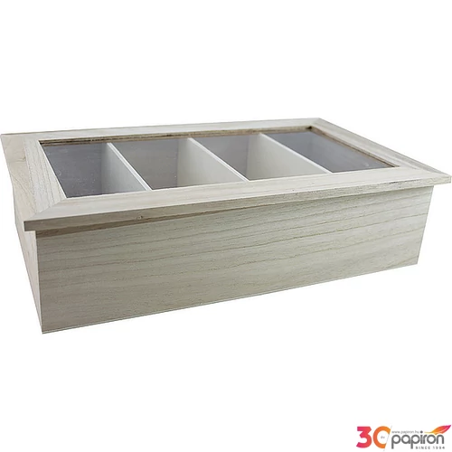 Fa teásdoboz 4rekeszes 23x20x9cm nagy rekesszel