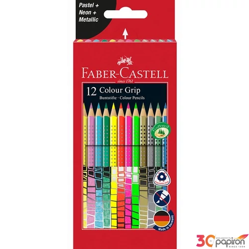 Faber-Castell színes ceruza 12db Grip pasztell, neon, metál Grip 201569