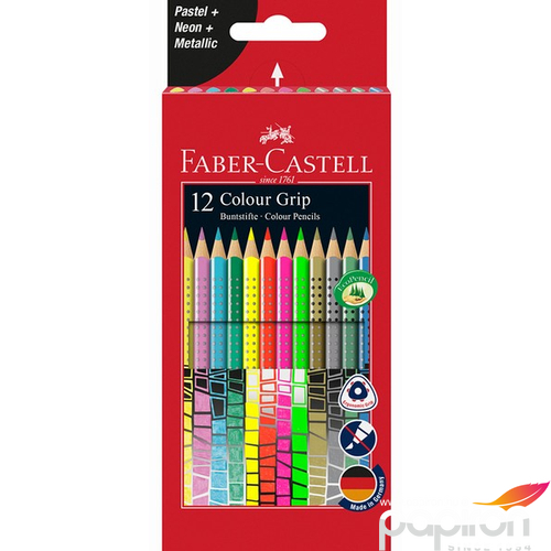 Faber-Castell színes ceruza 12db Grip pasztell, neon, metál Grip 201569