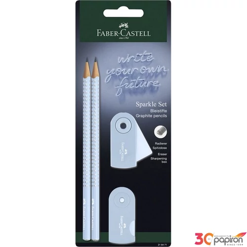 Faber-Castell grafitceruza 2db-os SPARKLE + Sleeve mini hegyező +Sleeve mini radír égkék BL.2024