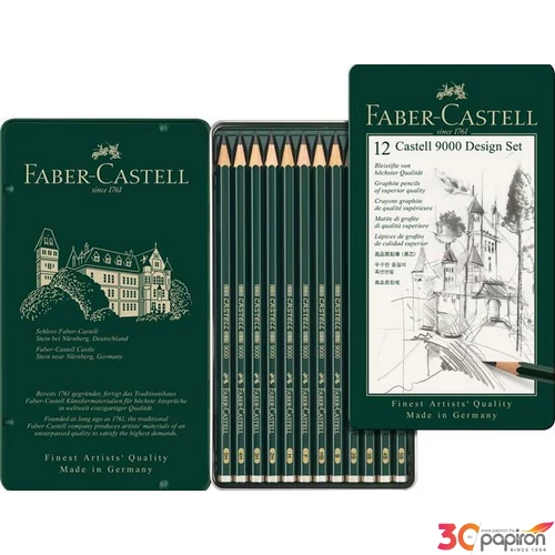 Faber-Castell grafitceruza 9000 Design szett 12db 5H-5B AG-Castell fémdobozban 119064