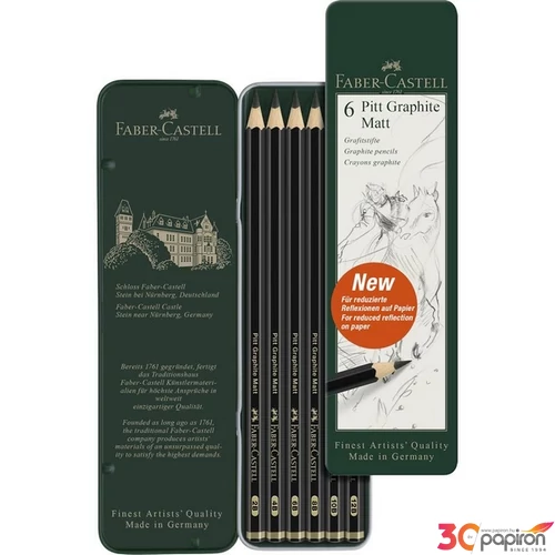 Faber-Castell grafitceruza AG készlet, 6db-os Pitt matt fém dobozban 2B,4B,6B,8B,10B,12B