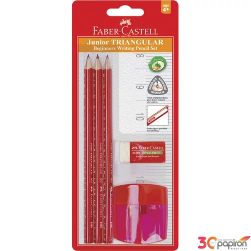 Faber-Castell grafitceruza HB FC-grafitceruza szett 3db háromszögű von alzós + dupla hegyező + radír BL 116535