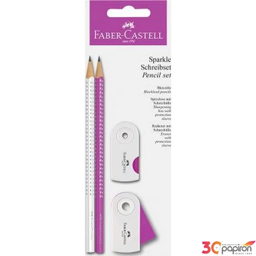 Faber-Castell grafitceruza set Grip Sparkle 2db B grafit+radír+hegyező pink fehér 218487