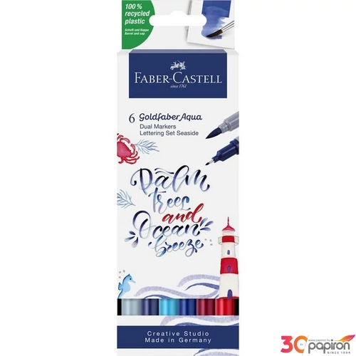 Faber-Castell művész filctoll Ag-Kétvégű Aquarell 6Db-Os GOLDFABER AQUA "TENGER