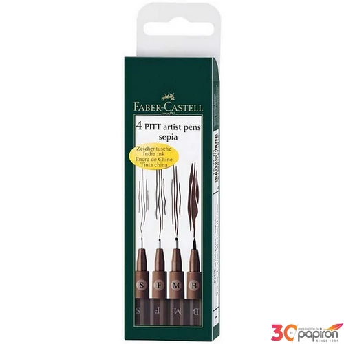Faber-Castell művész filctoll "Pitt 4db -S;F;M;B- v.barna." AG-Pitt 167101