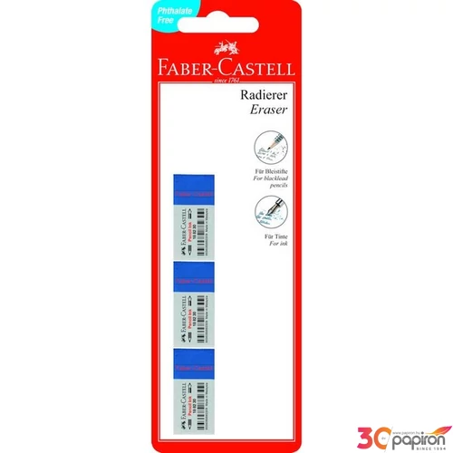 Faber-Castell radír fehér-kék színű tintaradír, 3db-os