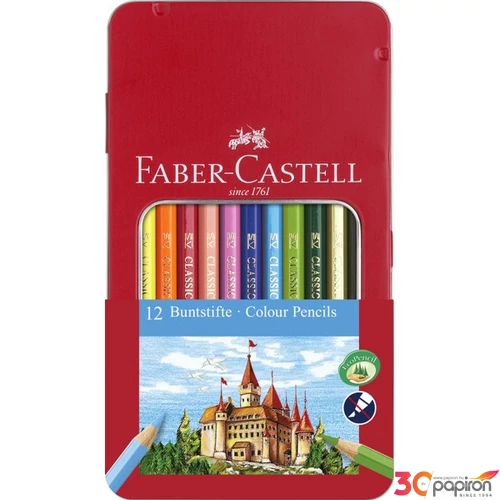 Faber-Castell színes ceruza 11+1 lovag mintás fémdoboz. 115844