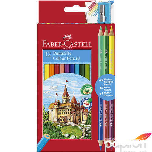 Faber-Castell színes ceruza 12+3db os FC- készlet várak bicolor 120112+3 110312