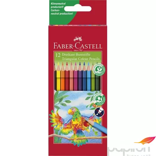 Faber-Castell színes ceruza 12db Papagáj mintás háromszögű. 116512
