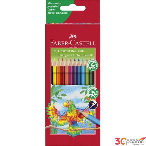 Faber-Castell színes ceruza 12db Papagáj mintás háromszögű. 116512