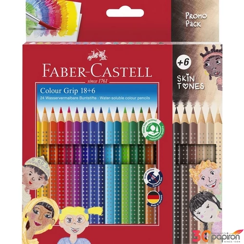 Faber-Castell színes ceruza 18+6db-os Grip+test színű+bicolor