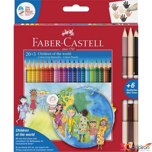 Faber-Castell színes ceruza 20+3db Grip + bicolor 6 bőrszín 201747